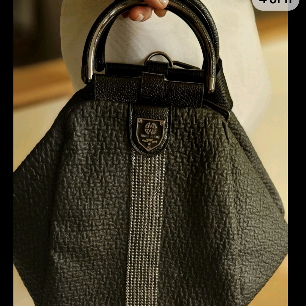New Jingpin Black Multifunctional Backpack Crossbody Duffle FauxLeather - Picture 4 of 12